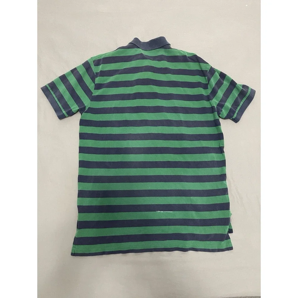 Vintage Ralph Lauren Polo Shirt Men's L Blue Stripe Short Sleeve 90s VTG Retro